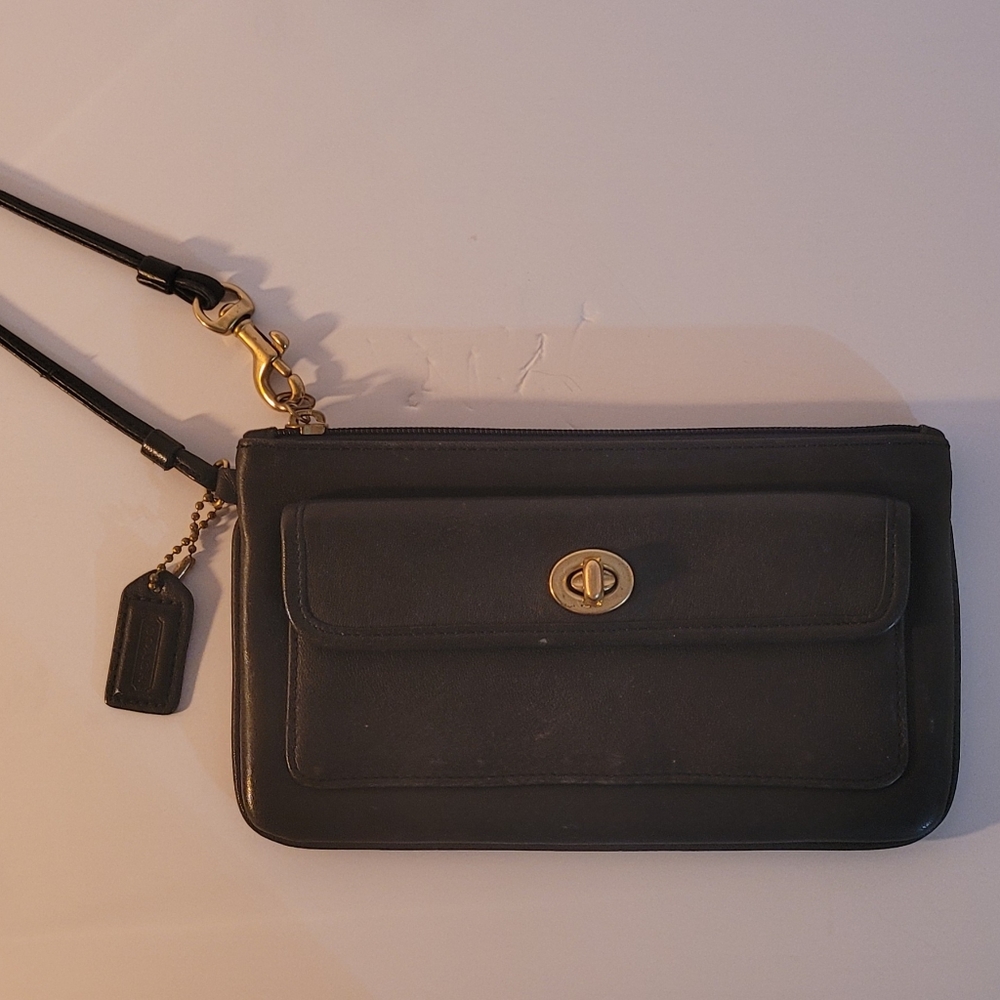 Coach Black Leather Wristlet